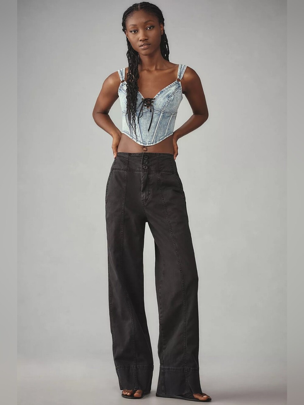 Pilcro By Anthropologie Seamed Flare Pants OB1985540 Black Women's 28 Petite